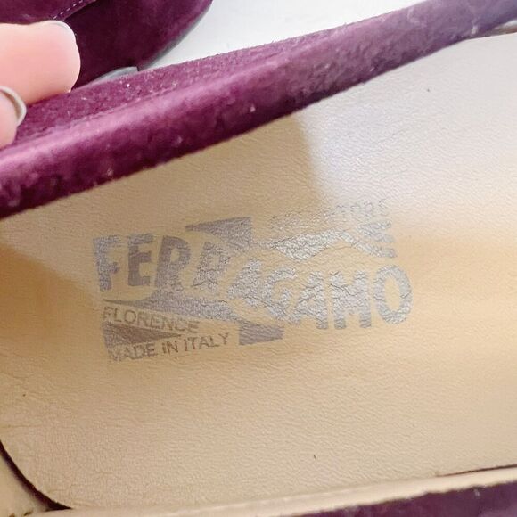 Salvatore Ferragamo Men's Gancini Suede Bit Loafers Purple Plum Men's Size 9.5 - Picture 2 of 11